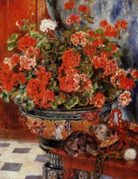 Pierre Auguste Renoir : Geraniums and Cats